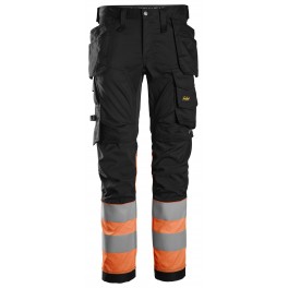 Pantalon en tissu extensible avec poches holster haute visibilité, Classe 1